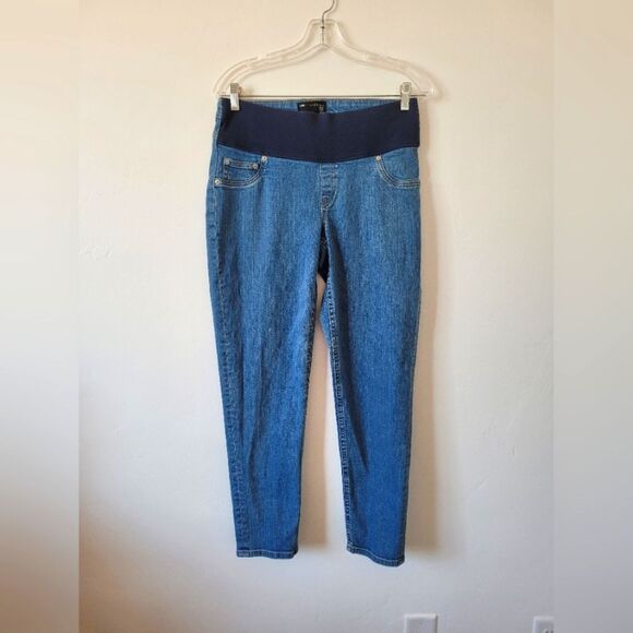 Asos Maternity Jeans Straight Leg Medium Wash Blue Stretch Comfy Casual Size 6 - Picture 1 of 8